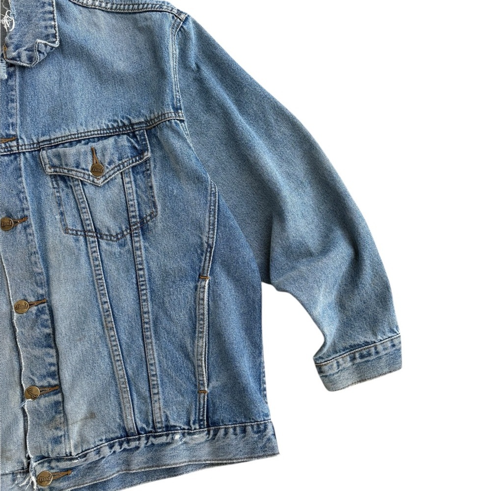 Vintage 90s Distressed Budweiser King of Beer Denim Jacket XL - Picture 4 of 13